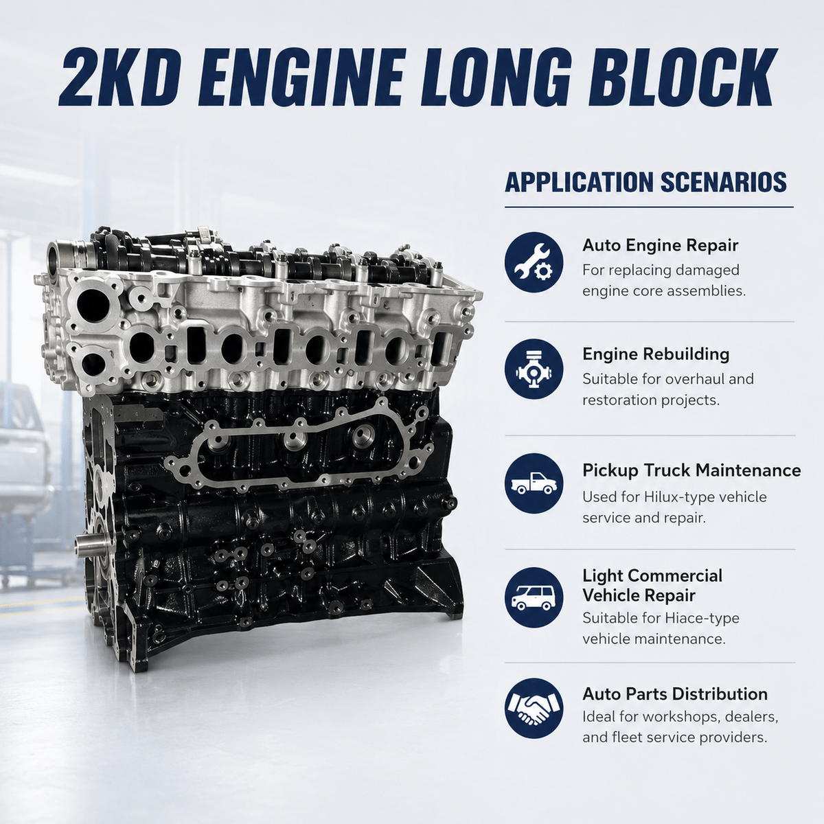 2.5L Diesel Engine Long Block 4 Cylinder Assembly for Toyota Hilux - Image 3