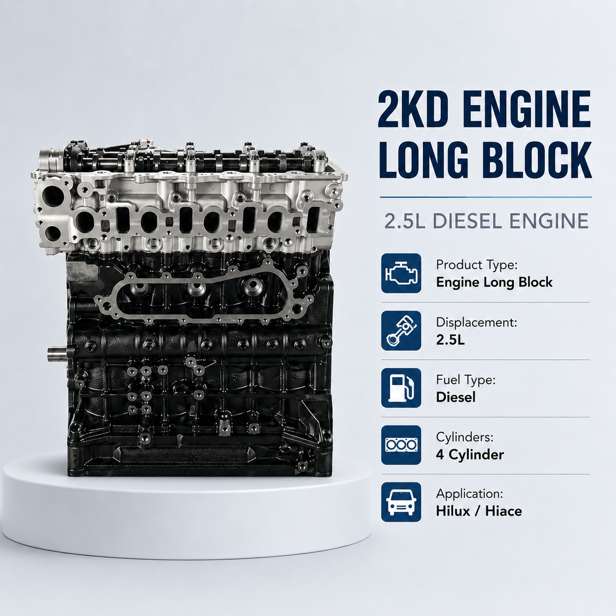 2.5L Diesel Engine Long Block 4 Cylinder Assembly for Toyota Hilux